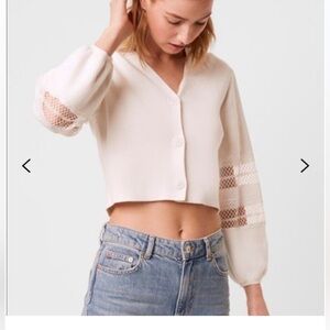 French connection white cardigan with lace detail